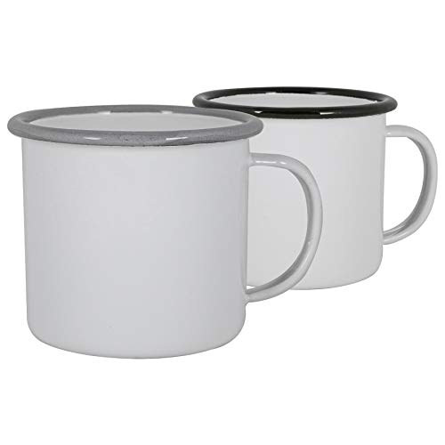 Argon Tableware Weiße Emaille -Espresso -Tassen - 130ml - Schwarz/Grau von Argon Tableware