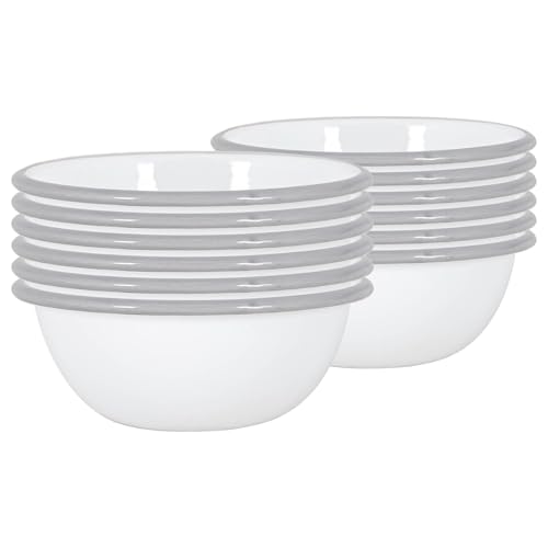 Argon Tableware Weiße Emailleschalen - 16cm - Grau - Pack Von 12 Argon Tableware Weiße Emailleschalen - 16cm - Grau - Pack Von 12 von Argon Tableware