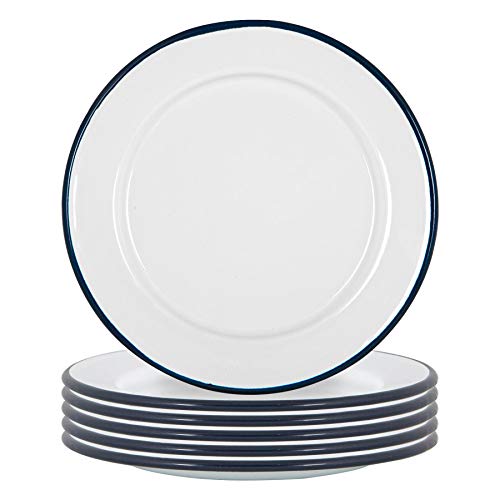 Argon Tableware Weiße Emaille -Seitenplatten - 20cm - Marine - 6. Packung von Argon Tableware
