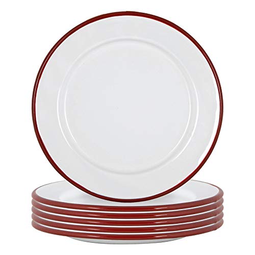 Argon Tableware Weiße Emaille -Seitenplatten - 20cm - Rot - 6. Packung von Argon Tableware