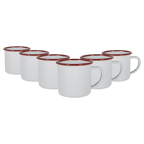Argon Tableware Weiße Emaille -Espresso -Tassen - 130ml - Rot - 6. Packung von Argon Tableware