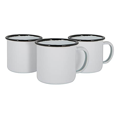 Argon Tableware Weiße Emaille -Espresso -Tassen - 130ml - Schwarz - 6. Packung von Argon Tableware