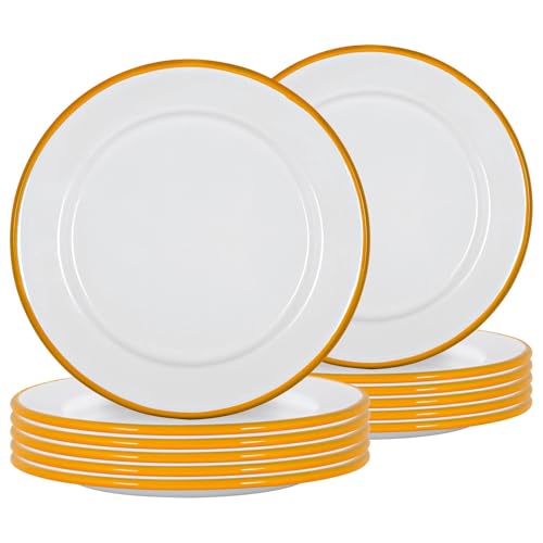 Argon Tableware Weiße Emaille -Seitenplatten - 20cm - Gelb - Pack Von 12 von Argon Tableware