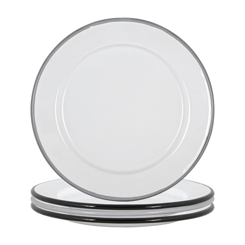 Argon Tableware Weiße Emaille -Seitenplatten - 20cm - Schwarz/Grau von Argon Tableware