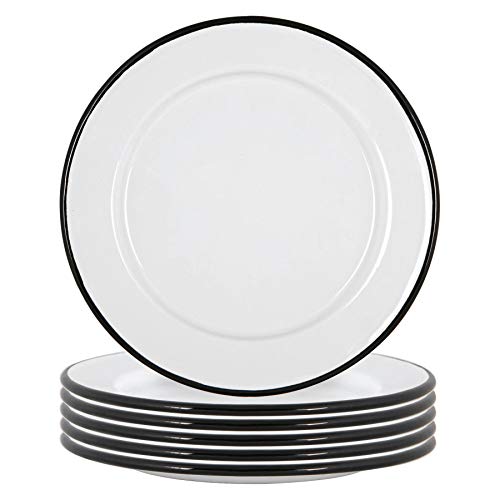 Argon Tableware Weiße Emaille -Seitenplatten - 20cm - Schwarz - 6. Packung von Argon Tableware