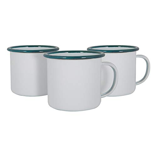 Argon Tableware Weiße Emaille -Tassen - 375ml - Grün - Pack Von 6 von Argon Tableware