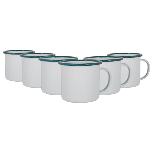 Argon Tableware Weiße Emaille -Tassen - 375ml - Grün - Pack Von 6 von Argon Tableware