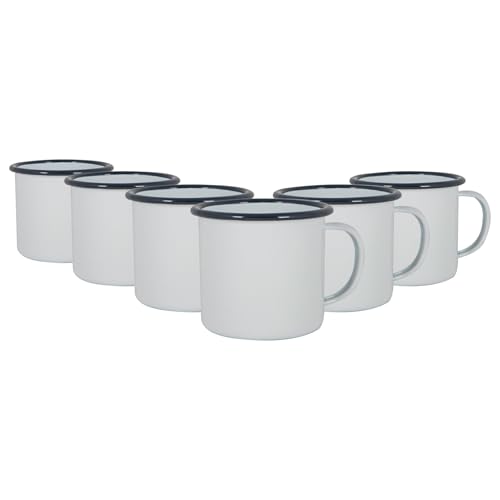 Argon Tableware Weiße Emaille -Tassen - 375ml - Marine - Pack Von 6 von Argon Tableware