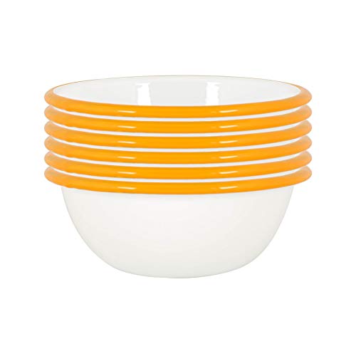 Argon Tableware Weiße Emailleschalen - 16cm - Gelb - 6. Packung von Argon Tableware