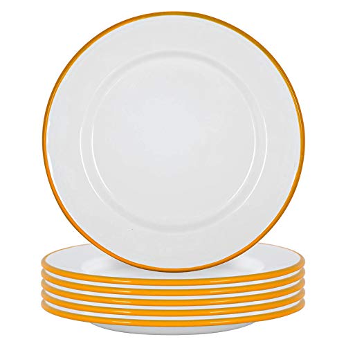 Argon Tableware Weißer Emaille -Abendessen - 25,5cm - Gelb - Pack Von 6 von Argon Tableware