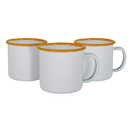 Argon Tableware Weißer Emaille -Espresso -Tassen - 130ml - Gelb - 6. Packung von Argon Tableware