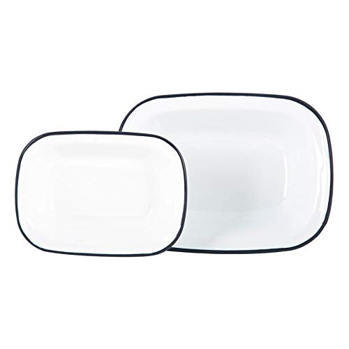 Argon Tableware Weißer Emaille -Torten -Gerichte Set - 25,5cm - 2pc - Marine von Argon Tableware
