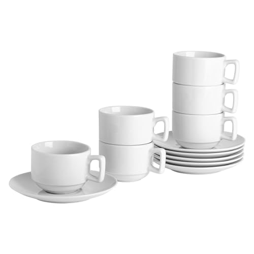 Argon Tableware Klassisches Stapel -Teetassen & Untertasse -Set - 200ml - 24pc - Weiß von Argon Tableware
