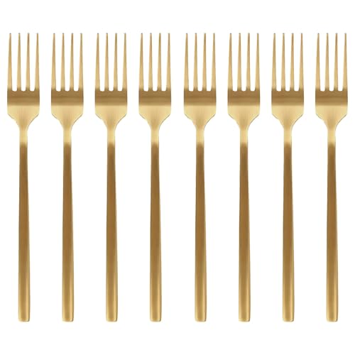 Argon Tischware Essgabeln aus Edelstahl - 19.5cm - Gold - 8x Essen Gabeln Hochglanzpoliert Metall Gabel 8-Stück Tisch Gabel Besteckset von Argon Tableware
