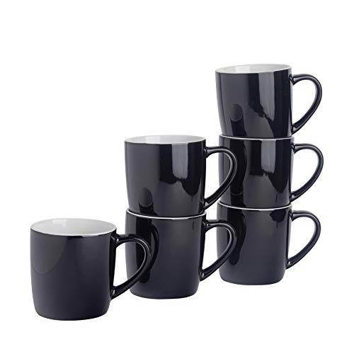 Rink Drink Argon Tableware Tee-Kaffeetasse - 6pc altkolorierter Keramik Cups Set - 350ml - Schwarz - 6er Pack von Argon Tableware