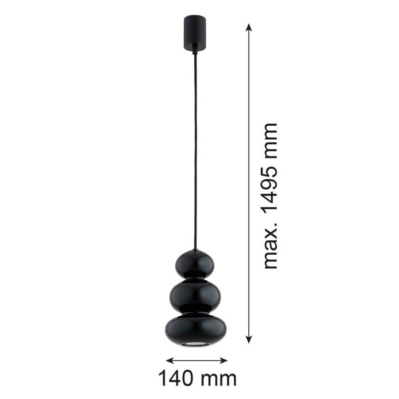 Hängeleuchte Oman, schwarz glänzend, Glas, Ø 14 cm von Argon
