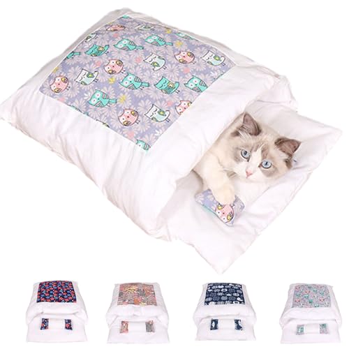 Argumub Orthopädischer Katzenschlafsack Katzenbett Katzenschlafsack Flauschig Warmer Abnehmbare Waschbare Kleines Haustierbett Für Katzen Hunde (XL, Purple) von Argumub