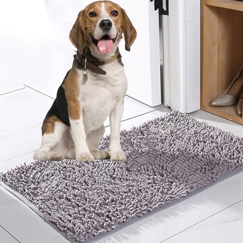 Argumub Premium Cleany Matte Hund Schmutzfangmatte Innen, Luxury Absorber Mat rutschfeste Waschbar Sauberlaufmatte Für Haustier, Eingang Haustür Flur (Grey, 80 x 120 cm) von Argumub