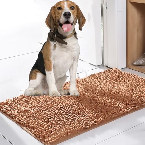 Argumub Premium Cleany Matte Hund Schmutzfangmatte Innen, Luxury Absorber Mat rutschfeste Waschbar Sauberlaufmatte Für Haustier, Eingang Haustür Flur (Light Brown, 40 x 60 cm) von Argumub