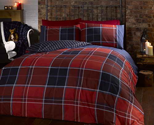 Rapport Home Argyle-Schottenkaro Bettbezug-Set, Polyester-Baumwolle, rot, Einzelbett von Rapport Home