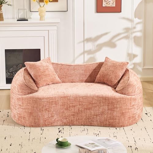 Arhatreya 2 Sitzer L-förmiges Sofa Gästesofa Zweisitzer Modern Couch, 2er Sitzsofa mit Armlehnen und 2 Kissen, Kompressionssofa für Wohnzimmer, Schlafzimmer, Buros, Rosa von Arhatreya