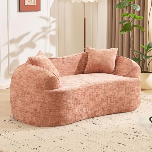 Arhatreya 2 Sitzer L-förmiges Sofa Gästesofa Zweisitzer Modern Couch, 2er Sitzsofa mit Armlehnen und 2 Kissen, Kompressionssofa für Wohnzimmer, Schlafzimmer, Wohnung, Rosa von Arhatreya
