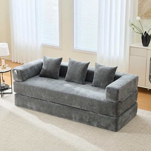 Arhatreya 2 Sitzer Modulares Sofa Gästesofa Modern Couch, 2er Sitzsofa mit Seitentaschen und Rutschfester Unterseite, Polstersofa für Wohnzimmer, Wohnung, Gästezimmer, Chenille, Dunkelgrau von Arhatreya