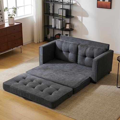 Arhatreya 2 Sitzer Sofa Gästesofa Modern Couch, 2er Sitzsofa mit Schlaffunktion, Polstermöbel Schlafsofa mit Taschen, Polstersofa für Wohnzimmer, Schlafzimmer, Wohnung, Linen, Grau von Arhatreya