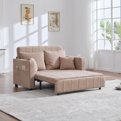 Arhatreya 2 Sitzer Sofa Klappsofa Couch, 2er Ausziehsofa mit Aufbewahrungstasche und USB-Ladefunktion, Sofabett mit Becherhalter, Schlafsofa für Wohnzimmer, Schlafzimmer, Wohnung, Chenille, Khaki Arhatreya 2 Sitzer Sofa Klappsofa Couch, 2er Ausziehsofa mit Aufbewahrungstasche und USB-Ladefunktion, Sofabett mit Becherhalter, Schlafsofa für Wohnzimmer, Schlafzimmer, Wohnung, Chenille, Khaki von Arhatreya