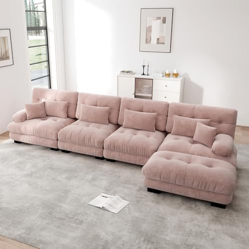 Arhatreya 4 Sitzer Modular Sofa Gästesofa Modern Couch, 4er Sitzsofa mit 1 Fußhocker, Komfortabel Gepolstert, Ecksofa für Wohnzimmer Schlafzimmer Wohnung, Chenillestoff, Rosa Arhatreya 4 Sitzer Modular Sofa Gästesofa Modern Couch, 4er Sitzsofa mit 1 Fußhocker, Komfortabel Gepolstert, Ecksofa für Wohnzimmer Schlafzimmer Wohnung, Chenillestoff, Rosa von Arhatreya