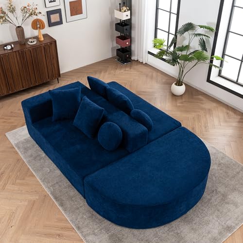 Arhatreya 5 Sitzer Sofa Modern Modular Couch, 5er Segmentiertem Wolkensofa mit Kissen, Ohne Montage, Gästesofa für Wohnzimmer, Schlafzimmer, Wohnung, Chenille-Stoff, Blau Arhatreya 5 Sitzer Sofa Modern Modular Couch, 5er Segmentiertem Wolkensofa mit Kissen, Ohne Montage, Gästesofa für Wohnzimmer, Schlafzimmer, Wohnung, Chenille-Stoff, Blau von Arhatreya