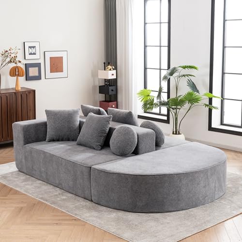 Arhatreya 5 Sitzer Sofa Modern Modular Couch, 5er Segmentiertem Wolkensofa mit Kissen, Ohne Montage, Gästesofa für Wohnzimmer, Schlafzimmer, Wohnung, Chenille-Stoff, Grau Arhatreya 5 Sitzer Sofa Modern Modular Couch, 5er Segmentiertem Wolkensofa mit Kissen, Ohne Montage, Gästesofa für Wohnzimmer, Schlafzimmer, Wohnung, Chenille-Stoff, Grau von Arhatreya