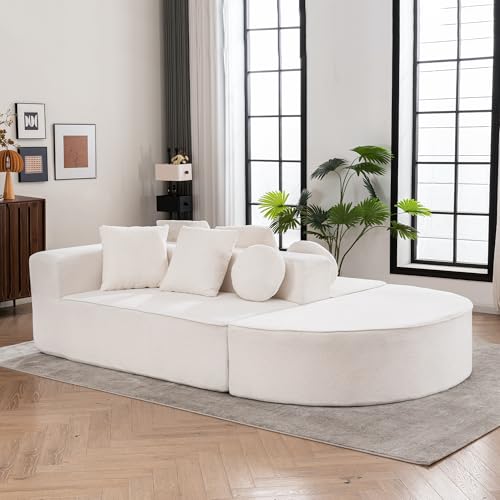 Arhatreya 5 Sitzer Sofa Modern Modular Couch, 5er Segmentiertem Wolkensofa mit Kissen, Ohne Montage, Gästesofa für Wohnzimmer, Schlafzimmer, Wohnung, Chenille-Stoff, Weiß Arhatreya 5 Sitzer Sofa Modern Modular Couch, 5er Segmentiertem Wolkensofa mit Kissen, Ohne Montage, Gästesofa für Wohnzimmer, Schlafzimmer, Wohnung, Chenille-Stoff, Weiß von Arhatreya