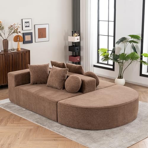 Arhatreya 5 Sitzer Sofa Modern Modular Couch, 5er Segmentiertem Wolkensofa mit Kissen, Ohne Montage, Polstersofa für Wohnzimmer, Schlafzimmer, Wohnung, Chenille-Stoff, Braun von Arhatreya