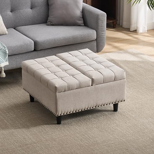 Arhatreya Großer quadratischer Aufbewahrungsstuhl, anhebbare Bank mit Stauraum, Gepolsterte Aufbewahrungsbox für Wohnzimmer Schlafzimmer Arbeitszimmer Linen Beige Arhatreya Großer quadratischer Aufbewahrungsstuhl, anhebbare Bank mit Stauraum, Gepolsterte Aufbewahrungsbox für Wohnzimmer Schlafzimmer Arbeitszimmer Linen Beige von Arhatreya