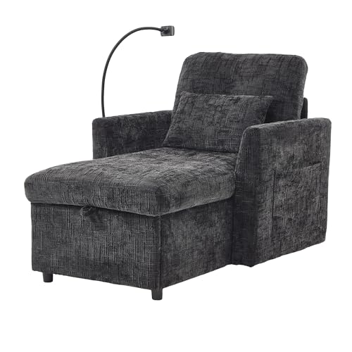 Arhatreya Multifunktionales Sofa Modern Sessel, Einzelner Freizeitstuhl mit Verstaubare Rückenlehne und Handyhalterung, Einzelsofa für Wohnzimmer Schlafzimmer Kleiner Haushalt Chenille Schwarz Arhatreya Multifunktionales Sofa Modern Sessel, Einzelner Freizeitstuhl mit Verstaubare Rückenlehne und Handyhalterung, Einzelsofa für Wohnzimmer Schlafzimmer Kleiner Haushalt Chenille Schwarz von Arhatreya