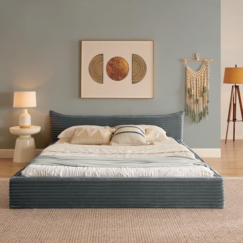 Arhatreya Polsterbett 140x200 cm, Kinderbett mit Stabiler Eisenrahmen, Doppelbett mit Kopfteil, Jugendbett Gästebett für Wohnung Schlafzimmer (Ohne Matratze) Chenille Grau von Arhatreya