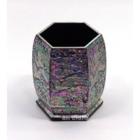 Perlmutt Hexagon Desktop Stift Vase, Pinsel Holzbecher, Desktop-Organizer, Neuer Job Geschenk, Schreibtischlehrer Giftbox Halter von AriCraftsEtsy