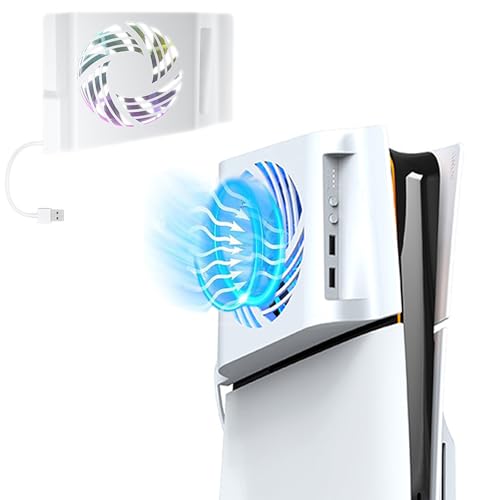 AriKroii Lüfter für PS5 Slim, PS5 Slim Kühlgebläse mit Automatischer Temperaturerkennung/RGB-Beleuchtung/3 Stufen Windstärke/USB2.0 USB-Hubs, PS5 Kühlung Zubehör für PS5 Slim Disc & Digital Editions von AriKroii