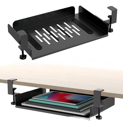 Laptop Untertisch Halterung, Metall Laptop Untertisch Halterung Regal Halter Ständer für Laptop, Multifunktionale Unter-Tisch-Halterungen - Kompatibel mit Laptop/Tablet/iPad-Kein Stanzen Erforderlich von AriKroii