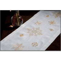 Weiße Neujahrs Tischdecke, Leinen Tischläufer, Weihnachtsgeschenk von AriZaDesign