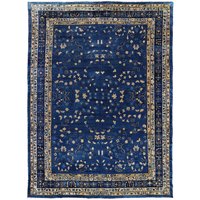 10x14 Blauer Floraler Vintage Peking 19. Jahrhundert Teppich Mit Beigefarbenen Motiven von ArianaRugsInc