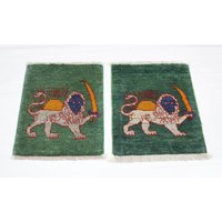 Handmade Oriental Gabbeh Rug Set - 2Pcs, New Modern Design, Small Size 60 X 40 cm von Aricarpets