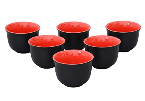 Aricola 6 Teecups Nelly mit samtweicher Haptik in elegantem rot-schwarz von Aricola