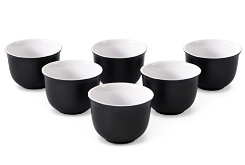 Aricola 6 Teecups Nelly mit samtweicher Haptik in elegantem weiß-schwarz von Aricola