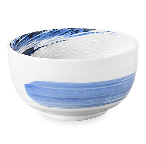 Aricola® Original japanische Matcha-Schale handglasiert in weiß-blau 450ml von Aricola