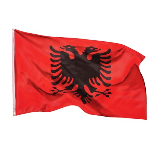 Aricona Albanien Flagge 90x150cm - wetterbeständige Fahne mit Messingösen, 100% Polyester, robuste Doppelnaht & in lebendigen Farben - ideal für Flaggen-Liebhaber Aricona Albanien Flagge 90x150cm - wetterbeständige Fahne mit Messingösen, 100% Polyester, robuste Doppelnaht & in lebendigen Farben - ideal für Flaggen-Liebhaber von Aricona