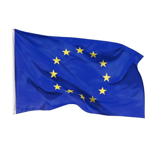 Aricona Europa Flagge 90x150cm - wetterbeständige EU Fahne mit Messingösen, 100% Polyester, robuste Doppelnaht & in lebendigen Farben - ideal für Flaggen-Liebhaber von Aricona