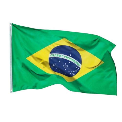 Aricona Brasilien Flagge 90x150cm - wetterbeständige Fahne mit Messingösen, 100% Polyester, robuste Doppelnaht & in lebendigen Farben - ideal für Flaggen-Liebhaber von Aricona