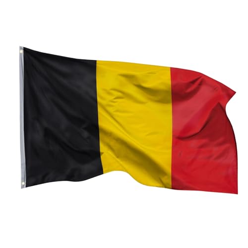 Aricona Belgien Flagge 90x150cm - wetterbeständige Fahne mit Messingösen, 100% Polyester, robuste Doppelnaht & in lebendigen Farben - ideal für Flaggen-Liebhaber von Aricona
